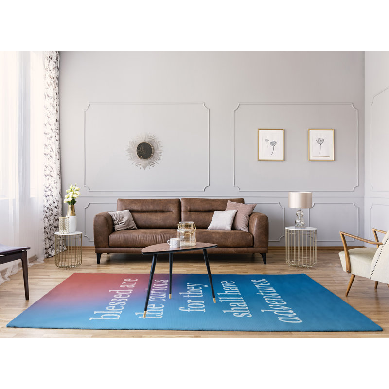 Tapis de toile de fond en polyester multicolore avec citation inspiration, Rectangle 8 pi x 10 pi