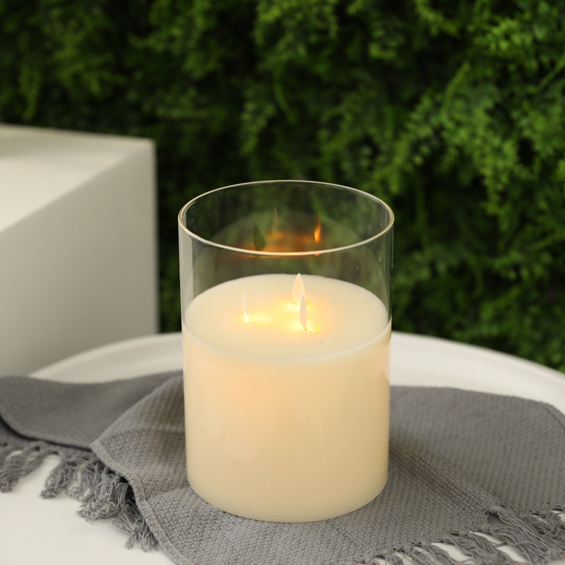 Unscented Flameless Candle, White, 9.53" x 7.48"