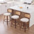 26-Inch Counter Height Bar Stools - Walnut Black, Cane Rattan Back, Linen Upholstered Seat, Swivel Design For Kitchen Island/Bar/Counter-1750053941-1750053938