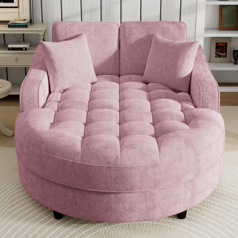 Pink Bed Chaise, Seat, Detachable Pillows, Elegant Appearance For Home 55" Chaise Lounge, Pink, Seat And Removable Pillows Use