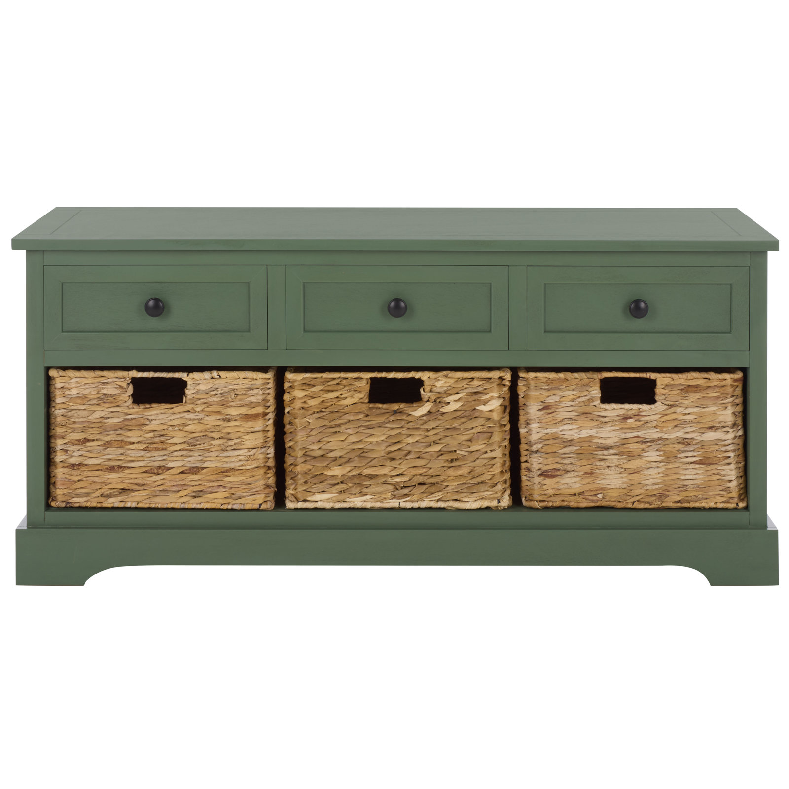 Adayla Solid Wood Drawers Storage Bench, Dusty Green