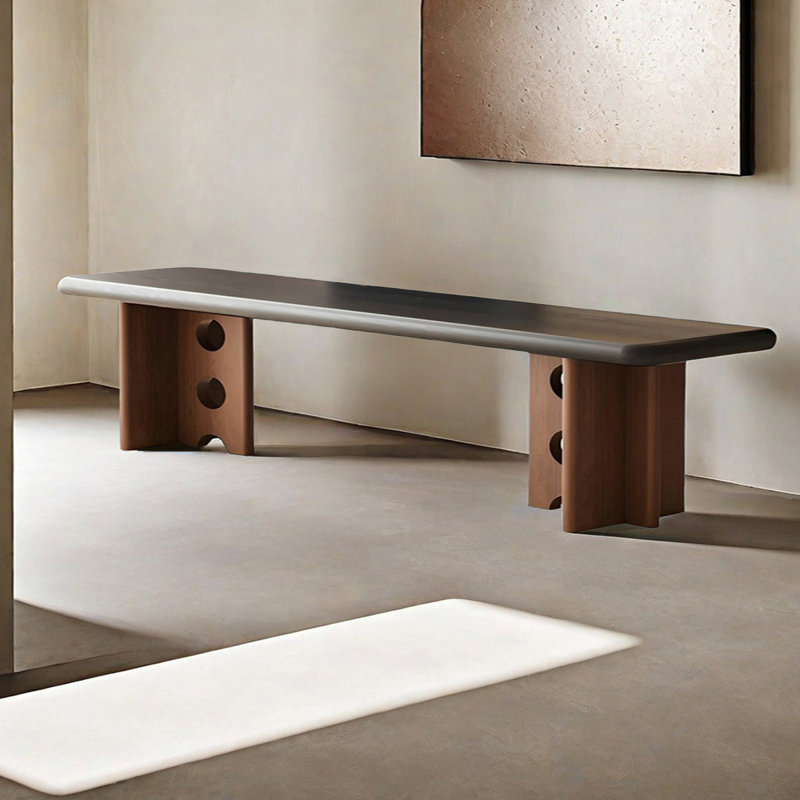 Stromain Solid Wood Bench, Brown/Black