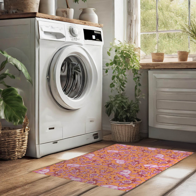 Tapis de lessive léger et antidérapant Bunny Toile, 61 "L x 6.5 "H, Orange Animal Print