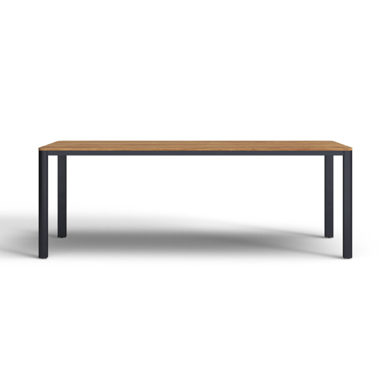 Morones Rectangular Dining Table in Solid Reclaimed Teak with Black Rounded Edge Aluminum Legs, 39" W x 86" L x 30.3" H