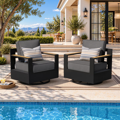 Chaises de patio pivotantes en aluminium avec coussins, rotation à 360° (paquet de 2)
