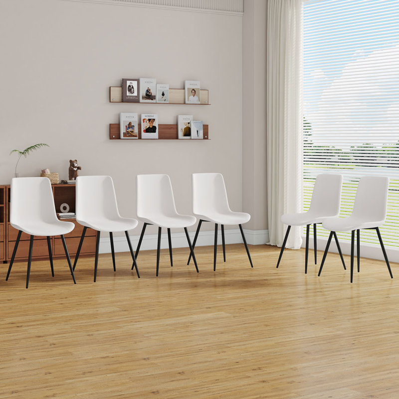Upholstered Metal Side Chair, 4, Beige