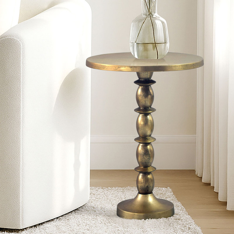 Silver Raw Finish Aluminium Side Table, Gold