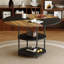 Grande table de salle à manger de 47,3 pouces avec rangement à deux couches - bois et attrait noir en forme d'éventail pour améliorer l'ameublement