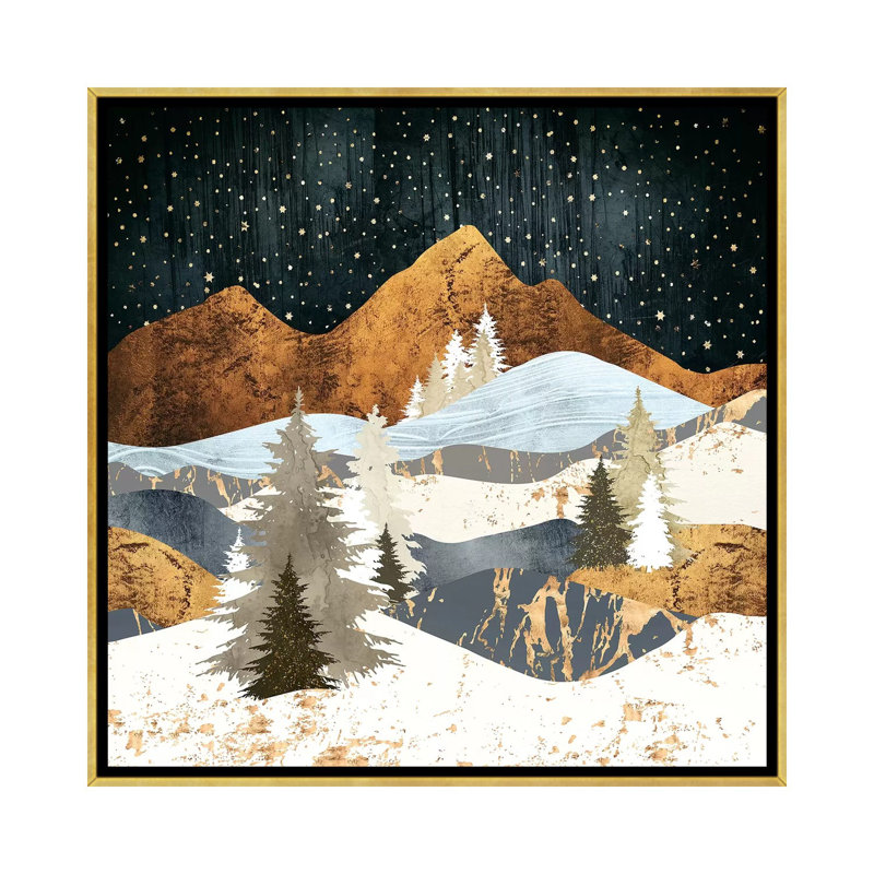 Étoiles d'hiver - reproduction d'impression, Aucun mat, H 37 po x l 37 po x P 1,5 po, Toile encadrée d'or