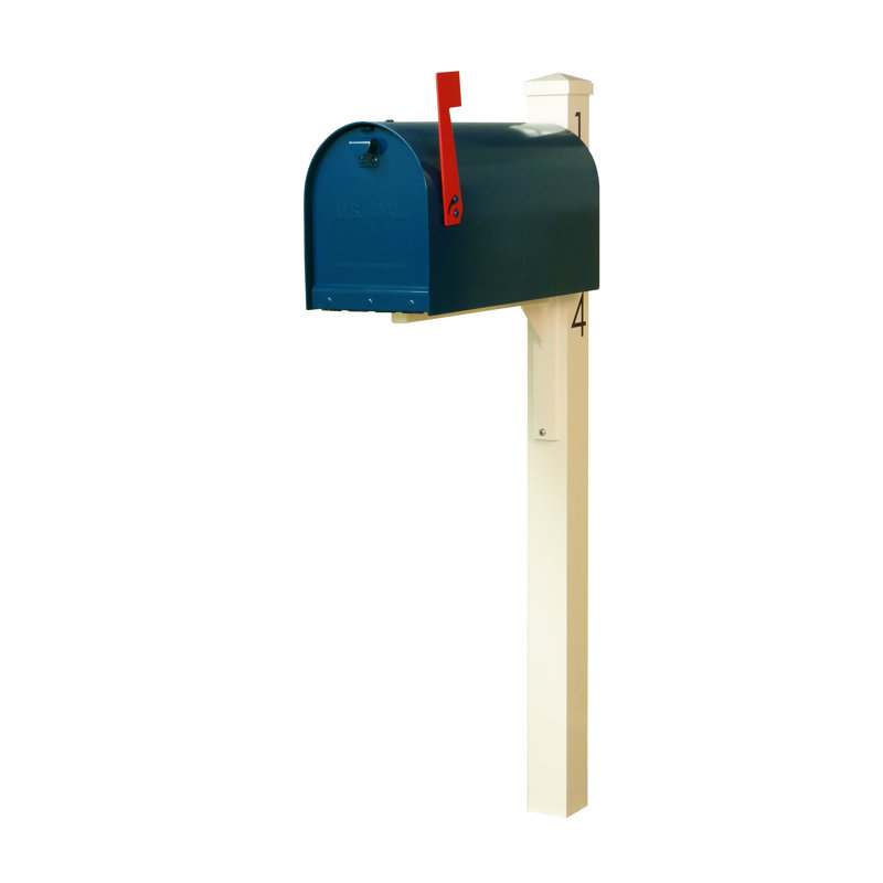 Rigby Curbside Post Mounted Mailbox, Blue