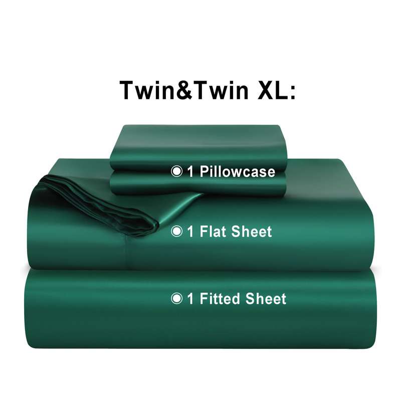 Ensemble de draps Lustrous, Dark Green, Ensemble de draps pour lit simple avec 1 taie d'or