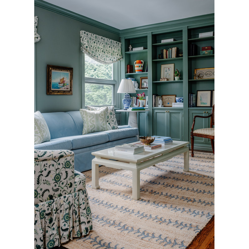 Erin Gates by Momeni Orchard Vine Stripe Jute and Wool Hand Woven Blue Area Rug, Rectangle 3'6" x 5'6"