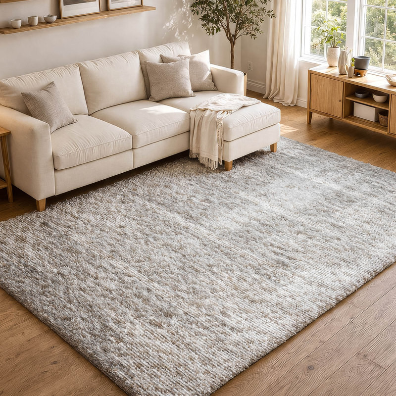 Tapis à poil long de qualité supérieure lavable à la machine ADS647, Grey, 9' x 12'
