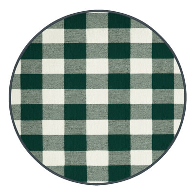 Machine Washable Checkered Grey Area Rug