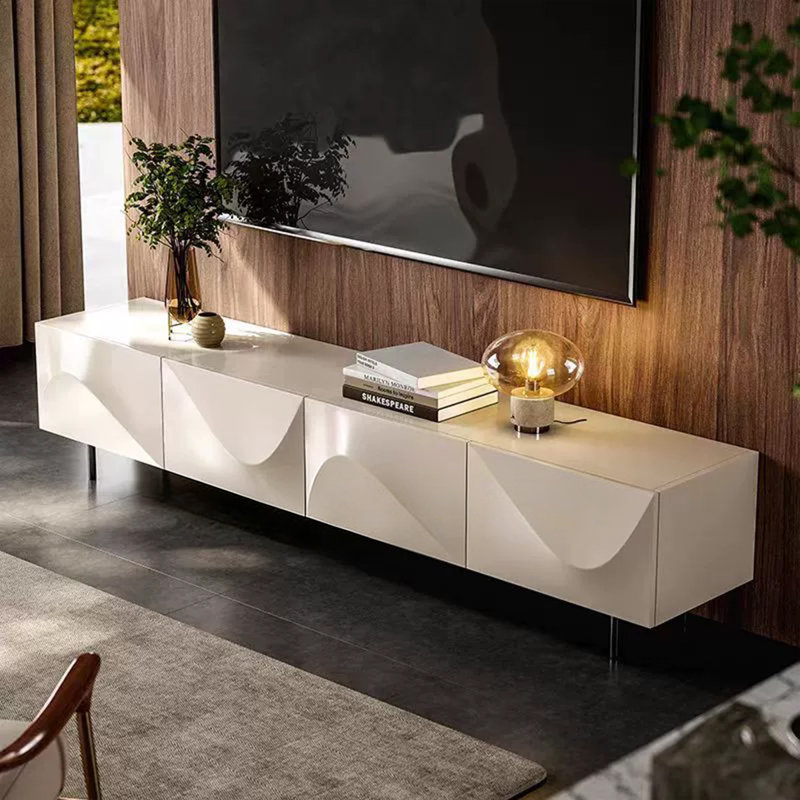 Meuble télé moderne en bois manufacturé beige, 86.61