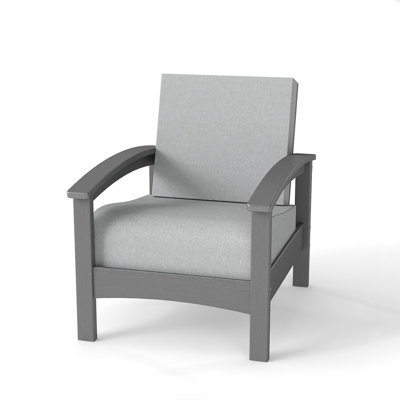 2-Piece Modern HDPE Outdoor Lounge Chair with Cushions – All-Weather Patio Armchair, Deep Seating Single Sofa for Deck, Garden & Porch