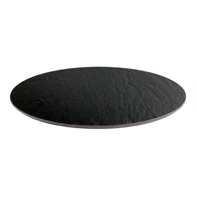 Plateau de table en pierre frittée de 24 po à surface texturée noire subtile pour une utilisation intérieure / extérieure