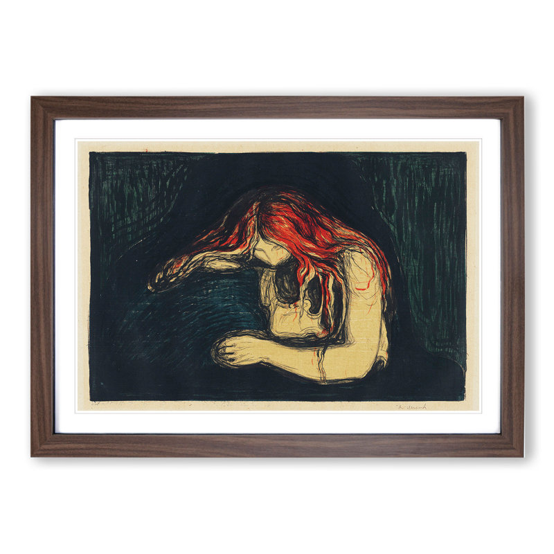 The Vampire Vol.2 by Edvard Munch - Picture Frame Painting, 48cm H x 65cm W x 2cm D, Walnut Framed