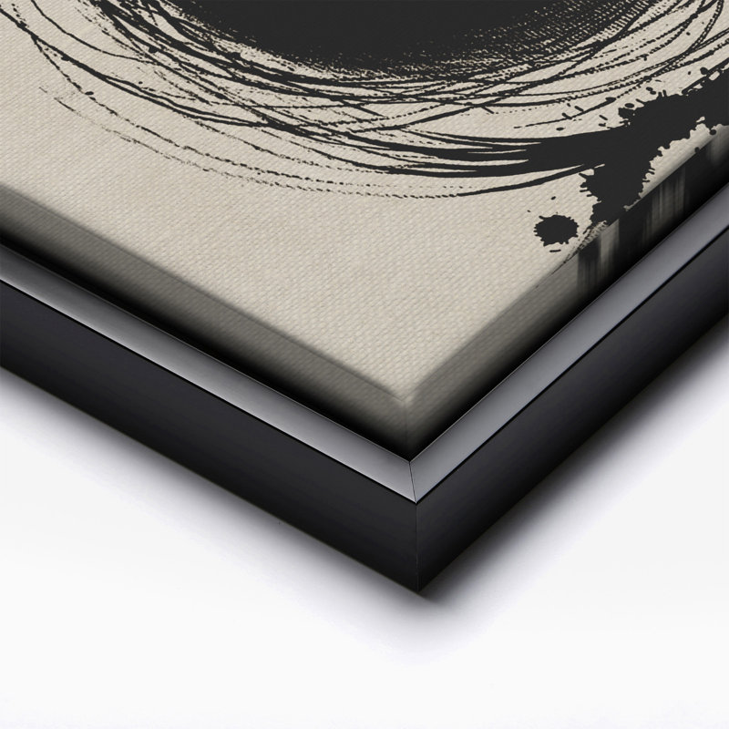 Dessin circulaire fait à la main, Black Framed, Canvas, 11"H x 14"W