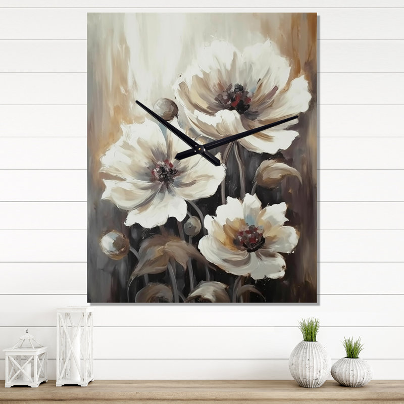 Jarrick - Horloge murale hibiscus floral, H 40 po x l 30 po x P 1 po
