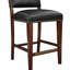 Élégant tabouret de comptoir brun foncé - base en bois franc et revêtement en similicuir avec garniture antique pour plus de stabilité