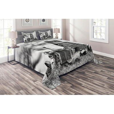 Old 60s Abandoned Tractor Coverlet Set -  Ambesonne, bedcen_15793_king