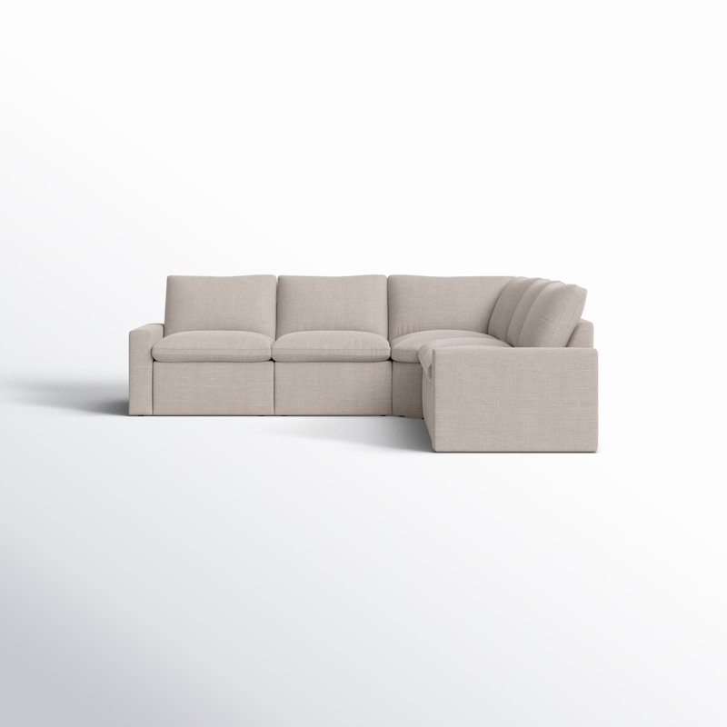 Tillery 5 - Piece Upholstered Sectional, Laken Stone Performance Weave