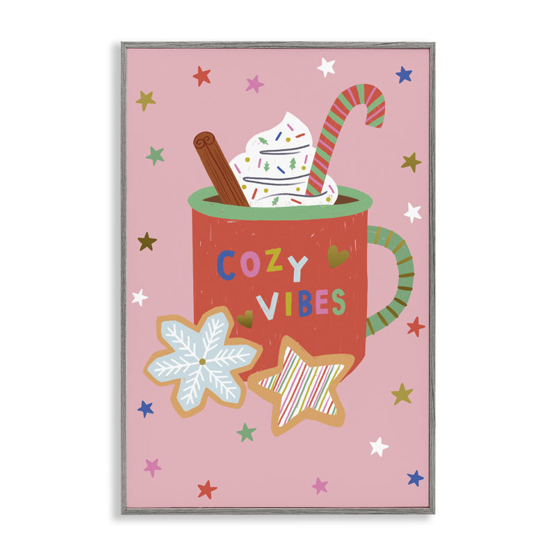 Cozy Vibes Winter Cocoa, art de la giclée encadrée, design par Lisa Barlow, H 30 po x l 20 po, Estampe numérique Farmhouse