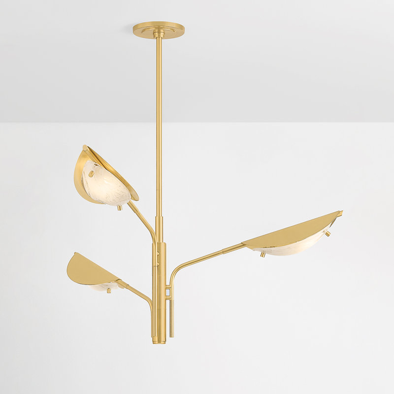 Levin Chandelier in Aged Brass, 18.5" H x 40" W x 40" D, 3 Lights
