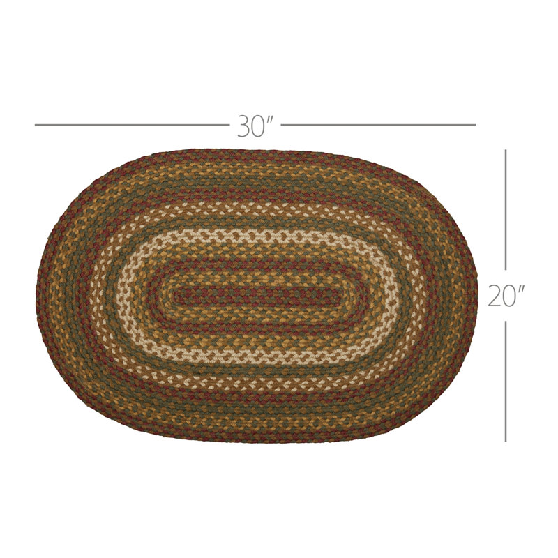 Tapis ovale brun / vert / cramoisi à motif géométrique tressé Amadeusz, Ovale 1 pi 8 po x 2 pi 6 po