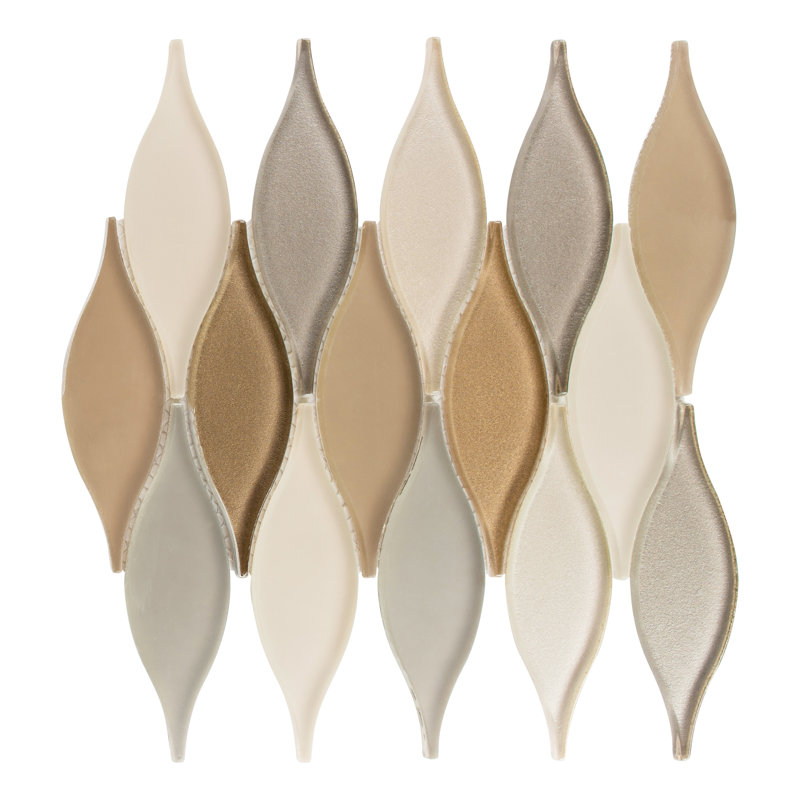 Zeille Glass and Metal Arabesque Mosaic Tile, Mellow