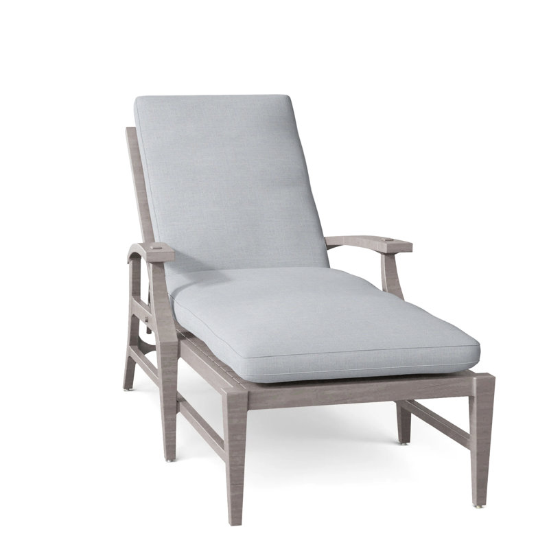 Croquet Aluminum Outdoor Chaise Lounge, Welt, Oyster, Linen Chambray