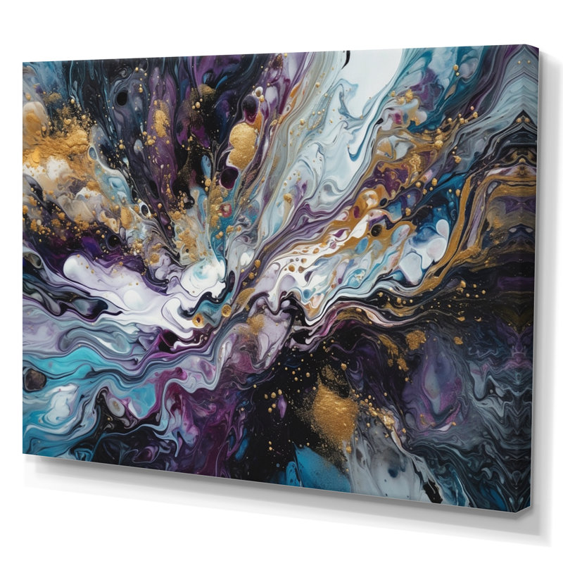 Encre liquide captivante Bonomo Gold Mauve III, H 30 po x l 40 po x P 1,5 po, Toile tendue