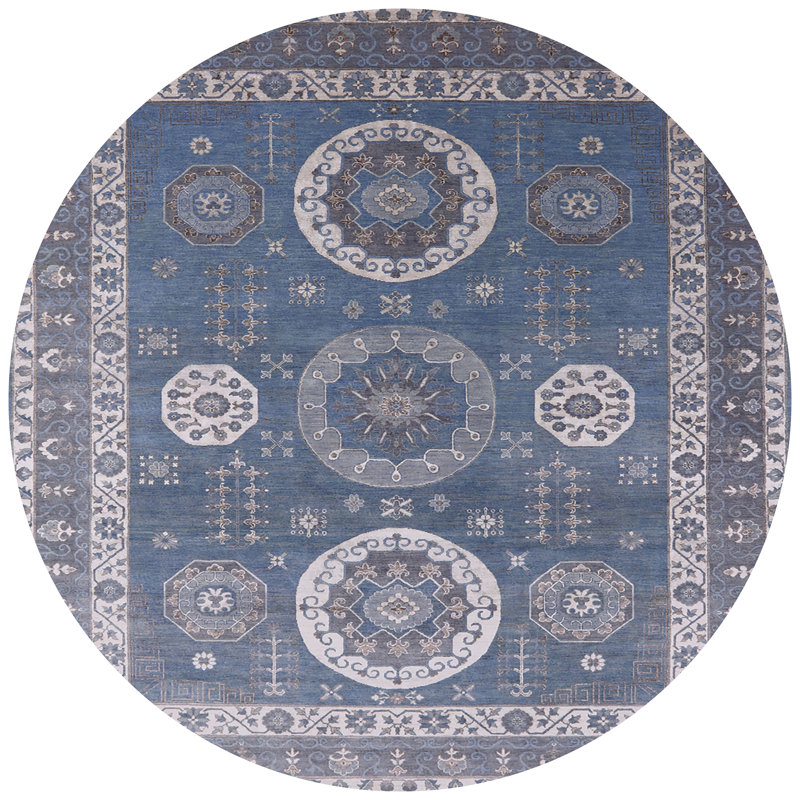 Tapis oriental bleu, Rond 3 pi