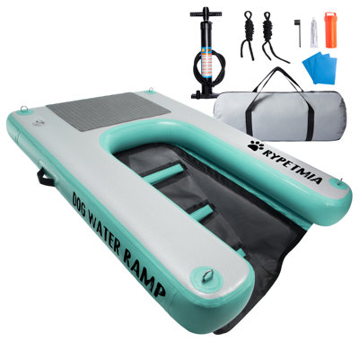 Dog Water Ramp, Inflatable Dog Float Floating Ramp Ladder For Pools Boats Docks ,With Pump/Rope/Repair Kit - Pvc Anti-Slip