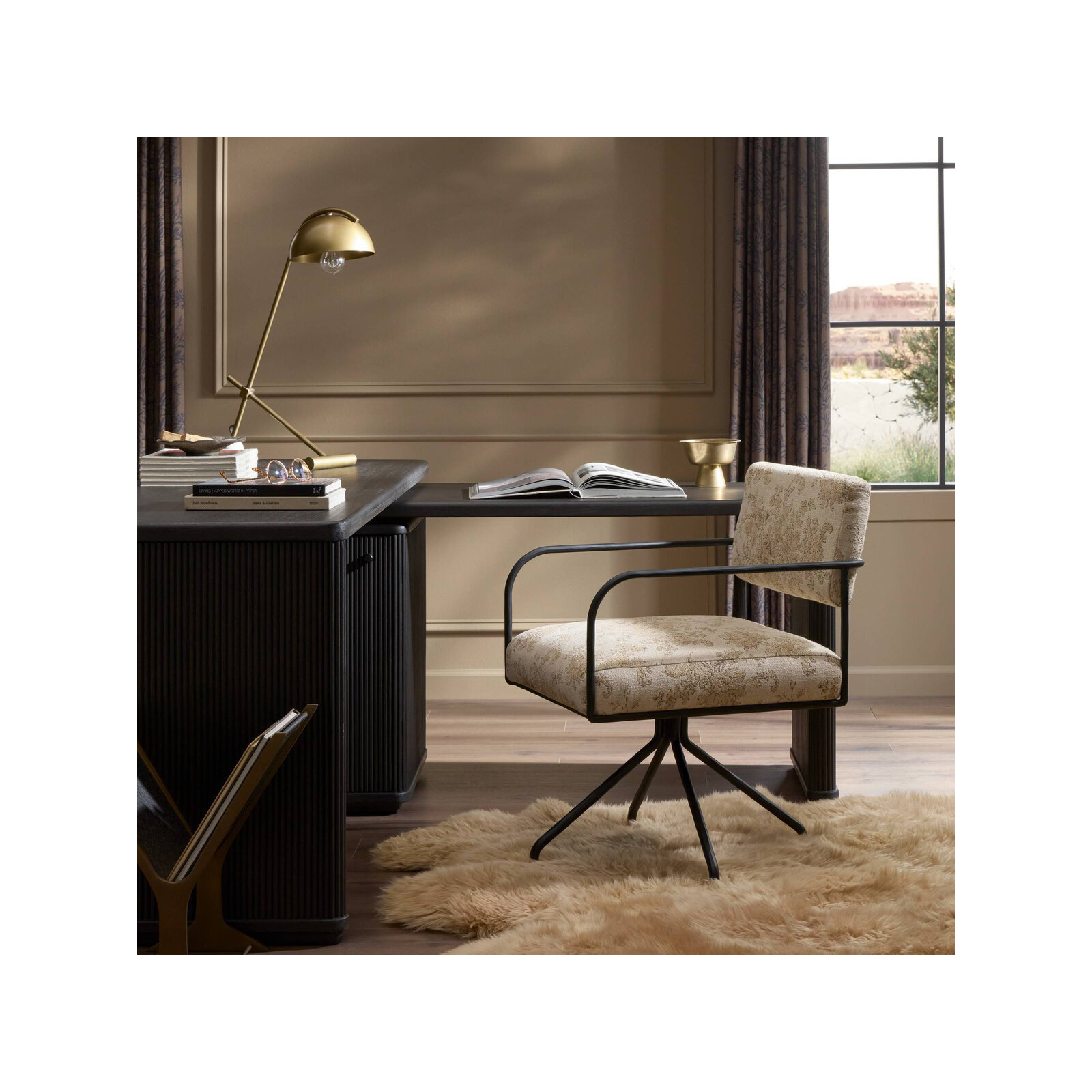 Fenn Desk Chair-Crypton Nomad Mushroom, Fallingbrook Natural Polyester Blend