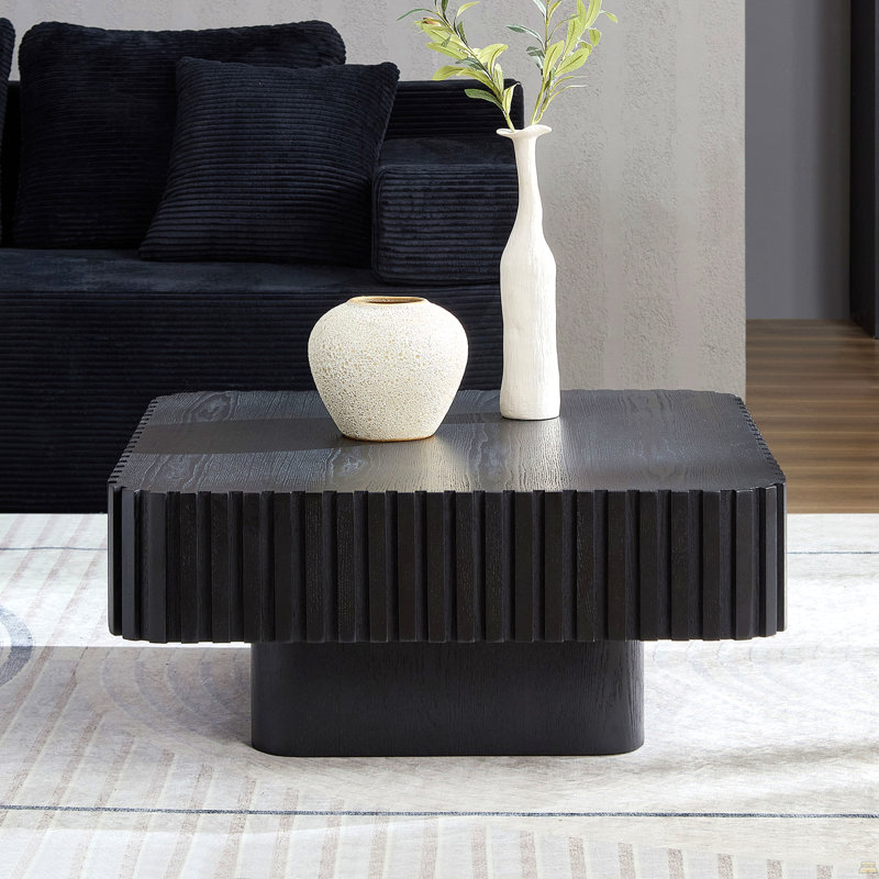 Table basse carrée 31,5 pouces Handcraft, H 13,78 po x L 31,5 po x l 31,5 po, Noir