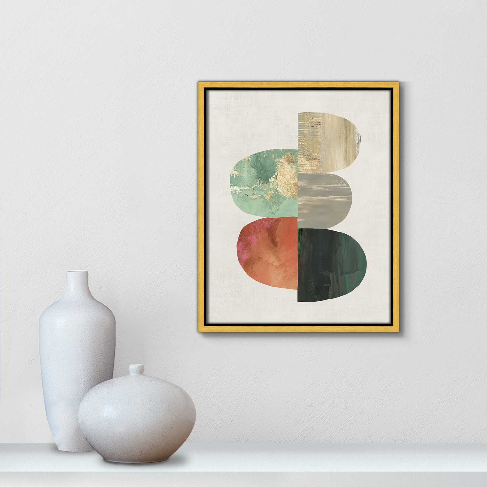 Evolving Energy I - Painting Print, Picture Framed Canvas, 15.5" H x 12.5" W, Gold