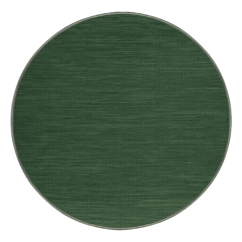 Machine Washable Solid Green Area Rug, Round 4'