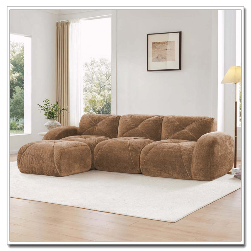 Repose-pieds en velours doux en L, Chameau