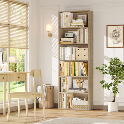Langner 70.8" H x 23.6" W Standard Bookcase, 6-Tier Open Bookcase and Bookshelf, Freestanding Display Storage Shelves Tall Bookcase for Bedroom, Livin
