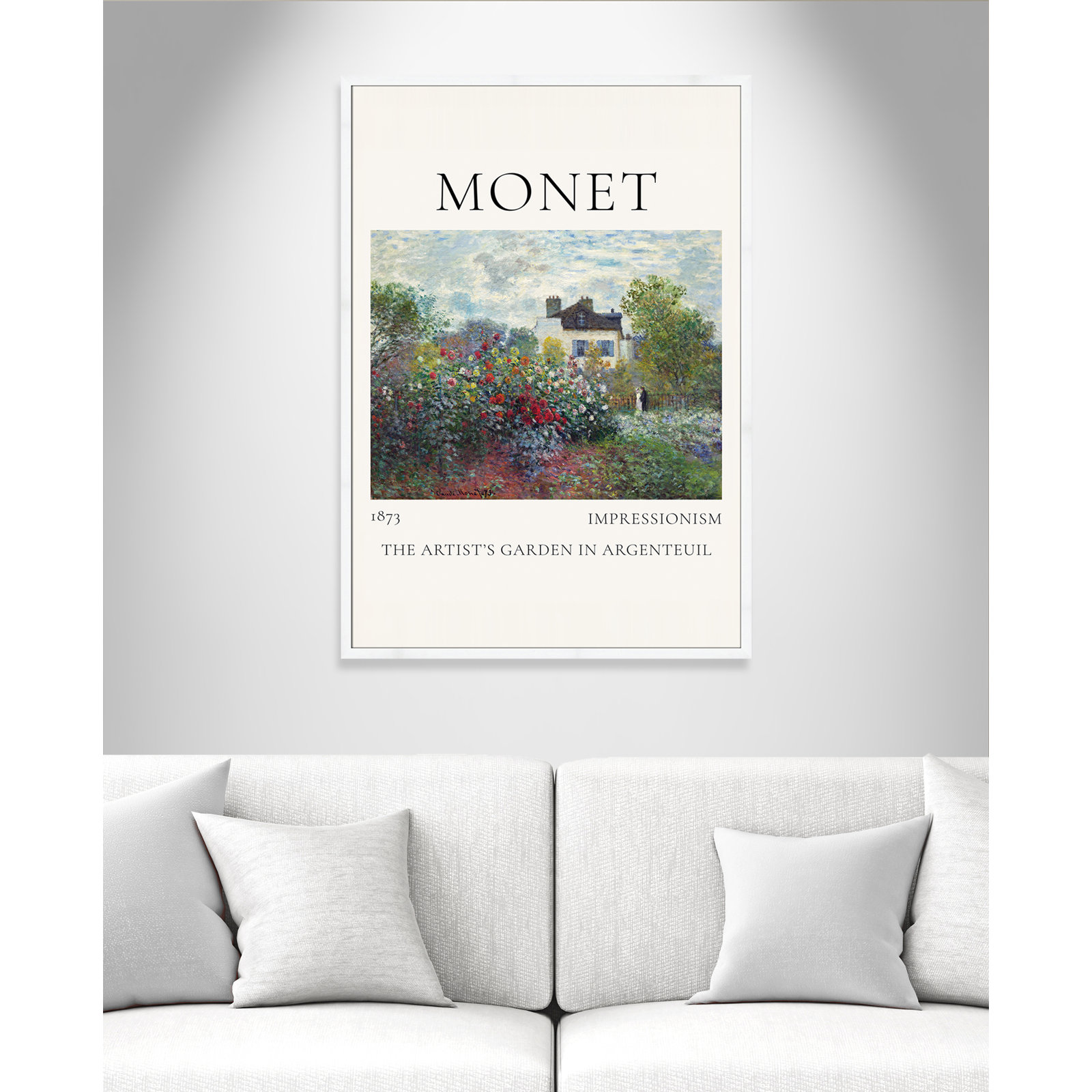 Rocchetto "Artists Garden in Argenteuil" Print, White Single Picture Frame, No, 55" H x 39" W x 1.25" D