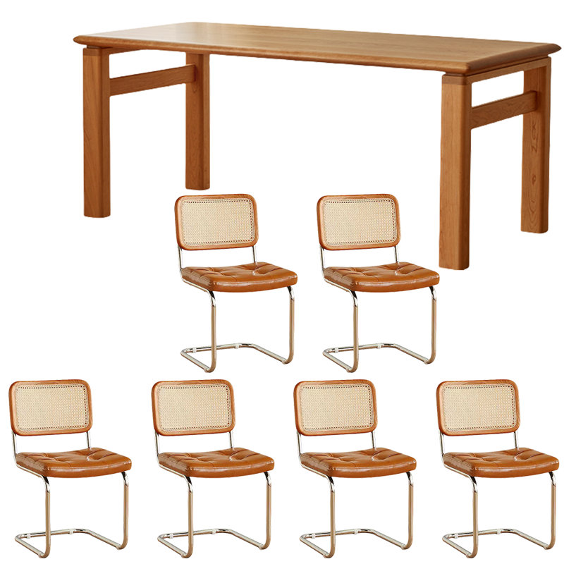 Cherry Wood Rectangular Dining Table Set