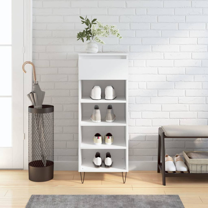4 Pair Shoe Storage Cabinet, High Gloss White