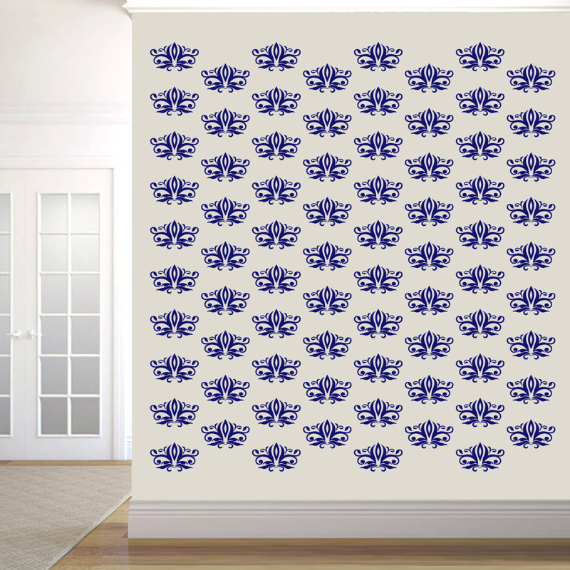 Décalcomanie murale paquet damassé Lisman, Bleu marine