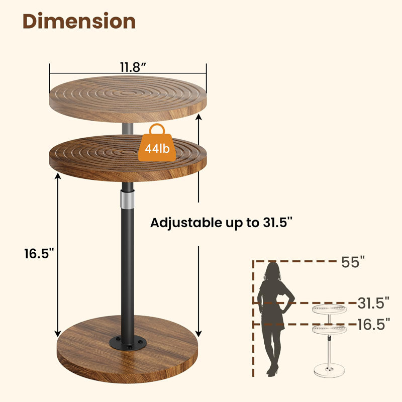 Table d'appoint ronde, Brun / Noir