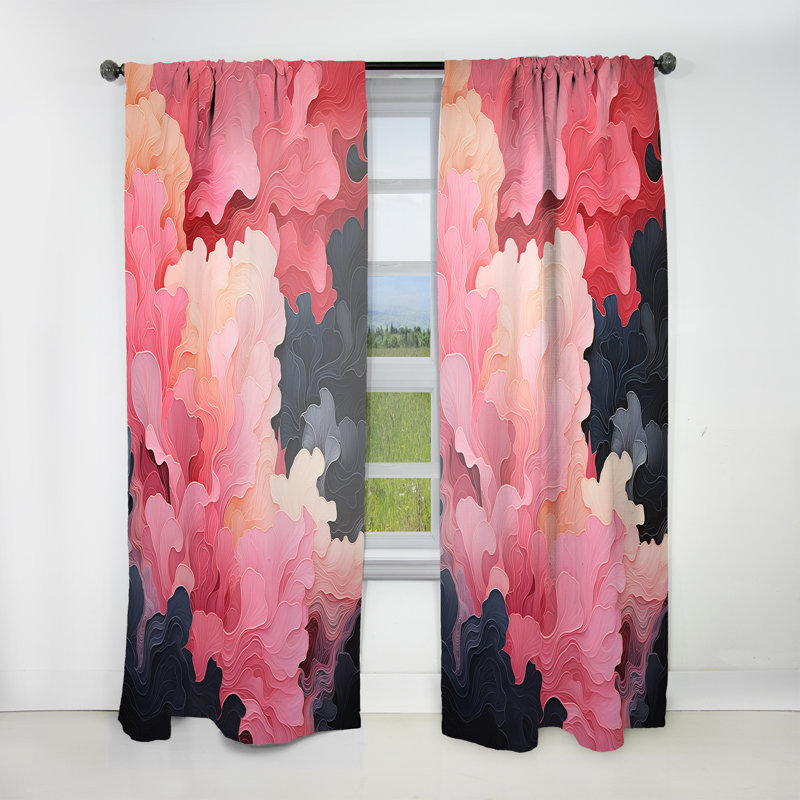 Drago Minimalism Pink Potteries - Modern Curtain - Velvet Room Darkening - 1 Panel, 52" W x 90" L