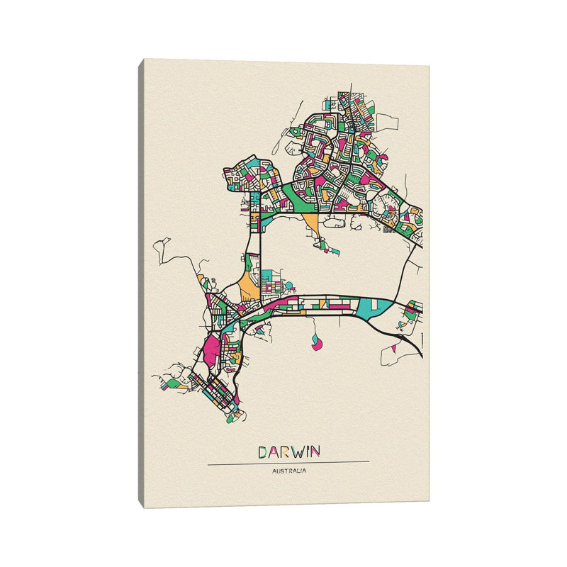 Darwin, Australia Map - Wrapped Canvas Print