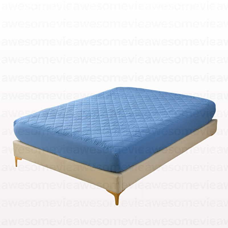 Protège-matelas imperméable ultrasonique Diamond Grid bleu clair taille K, Très grand lit, Bleu clair