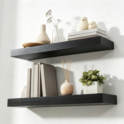 Floating Shelves for Wall, Deep Wall Mounted Wood Shelves for Bathroom, Bedroom, Living Room, Kitchen, Hanging Shelf for Books, Storage, Room Decor